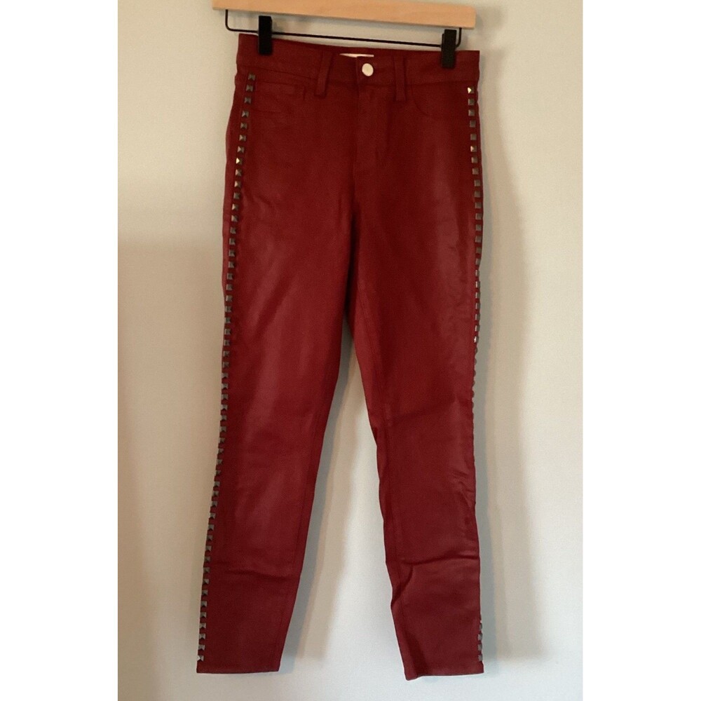 L’AGENCE Women’s Brick Red Studded Coated Skinny Pants Size 25